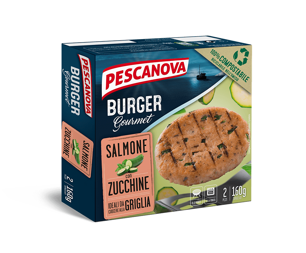 Imamgine di Burger Gourmet Salmone con Zucchine